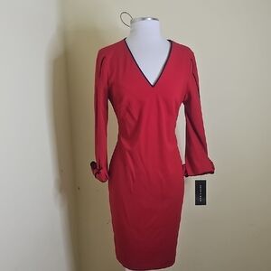 Andrew Marc Scarlet V-Neck Dress